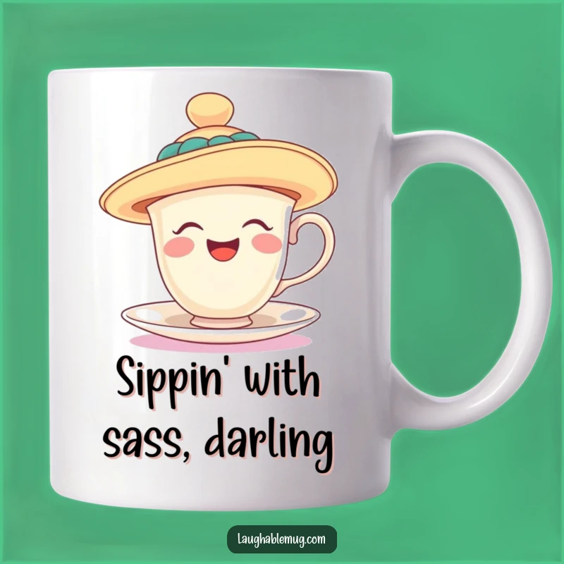 Funny Laughing Teacup Mug - Floppy Hat Humor - Whimsical Funny Gift for Tea Lovers!