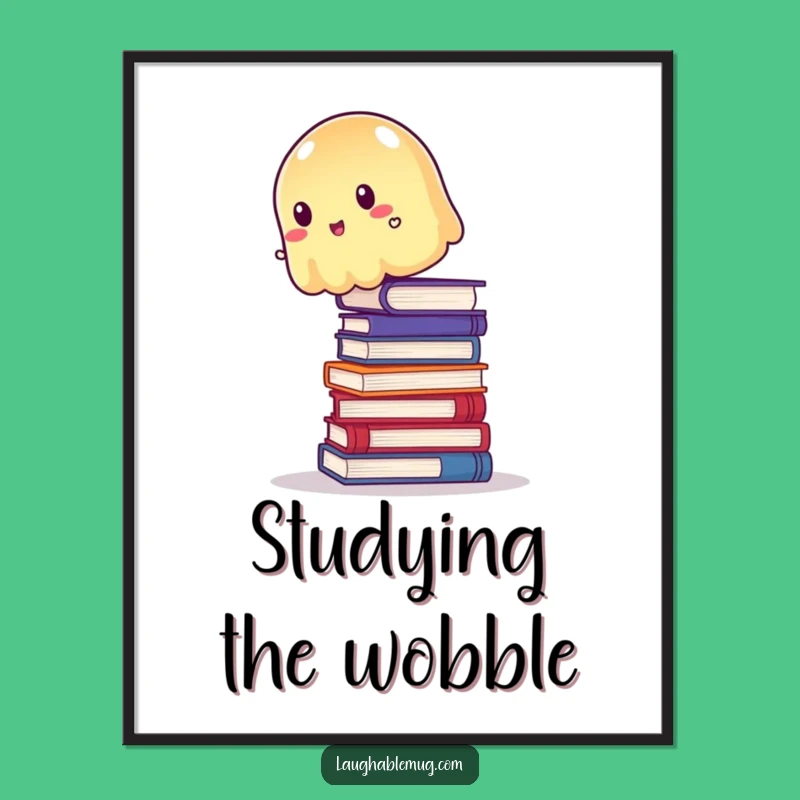 Funny Wobbly Jelly Poster: Book Balance Art, Humorous Decor Gift