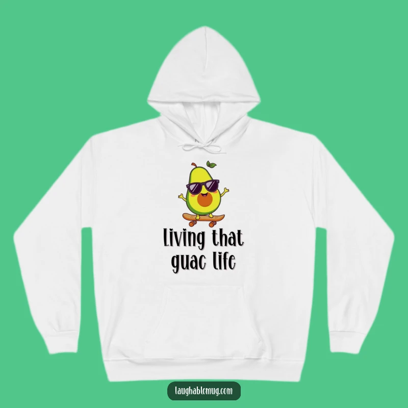 Funny Avocado Skater Hoodie: Cozy Character Comfort, Cool Sunglass Gift