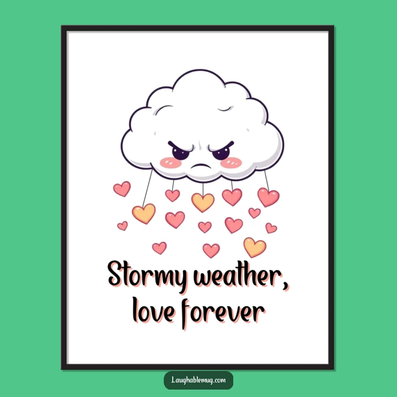 Free Printable Wall Art: Grumpy Cloud Heart Rain, Funny Downloadable Decor