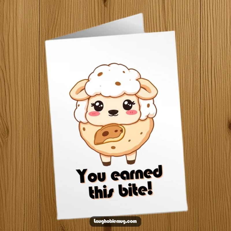 Free Printable Congratulations Card: A cookie with a noticeable bite taken out, looking sheepishly proud.