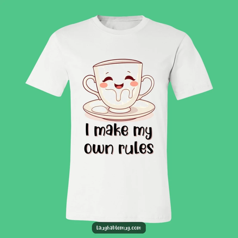 Funny Teacup Spill T-Shirt - Playful Kitchen Apparel, Great Funny Gift