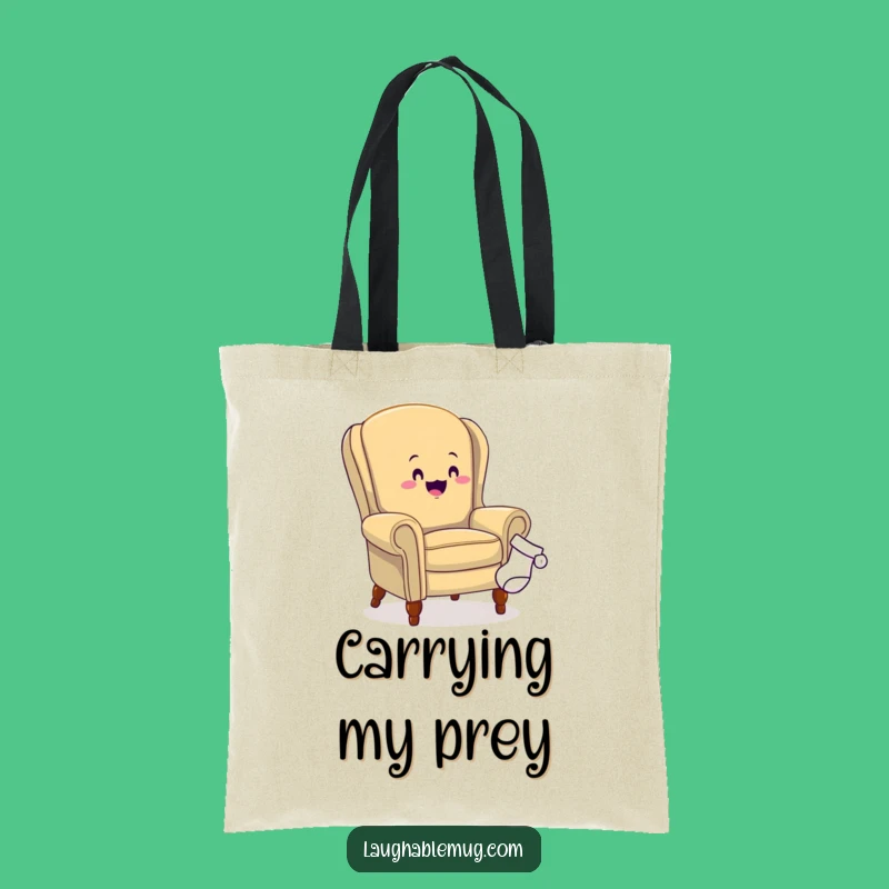 Funny Armchair Sock Chase Tote Bag - Humorous Furniture Carry-All, Perfect Funny Gift